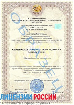Образец сертификата соответствия аудитора №ST.RU.EXP.00006191-1 Новый Уренгой Сертификат ISO 50001